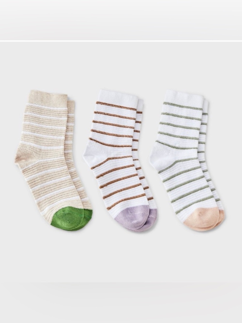 Auden Striped Waffle Textured Mid Crew Socks 3 Pairs